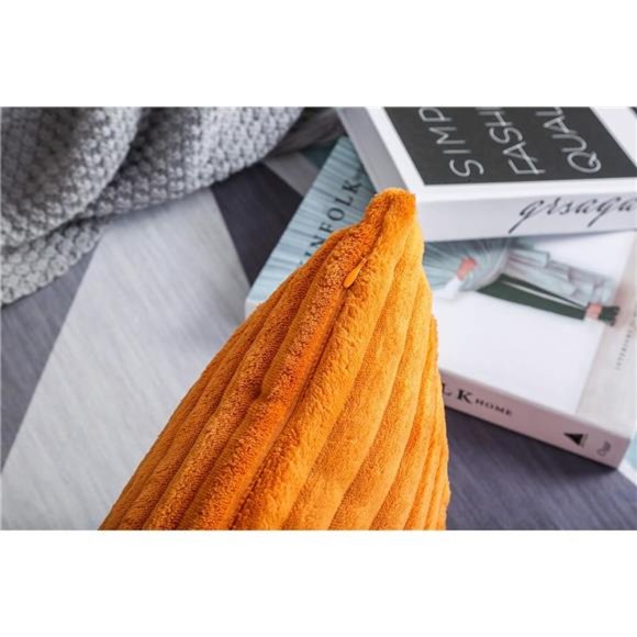 Set of 2Soft Plush Velvet Big StripedCorduroy Solid Decorative Throw PillowCover - Picture 4 of 5